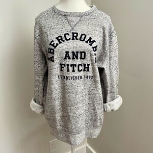 Y2K Abercrombie and Fitch Spell Out Crew Neck Sweater Grey and Navy Blue Size L